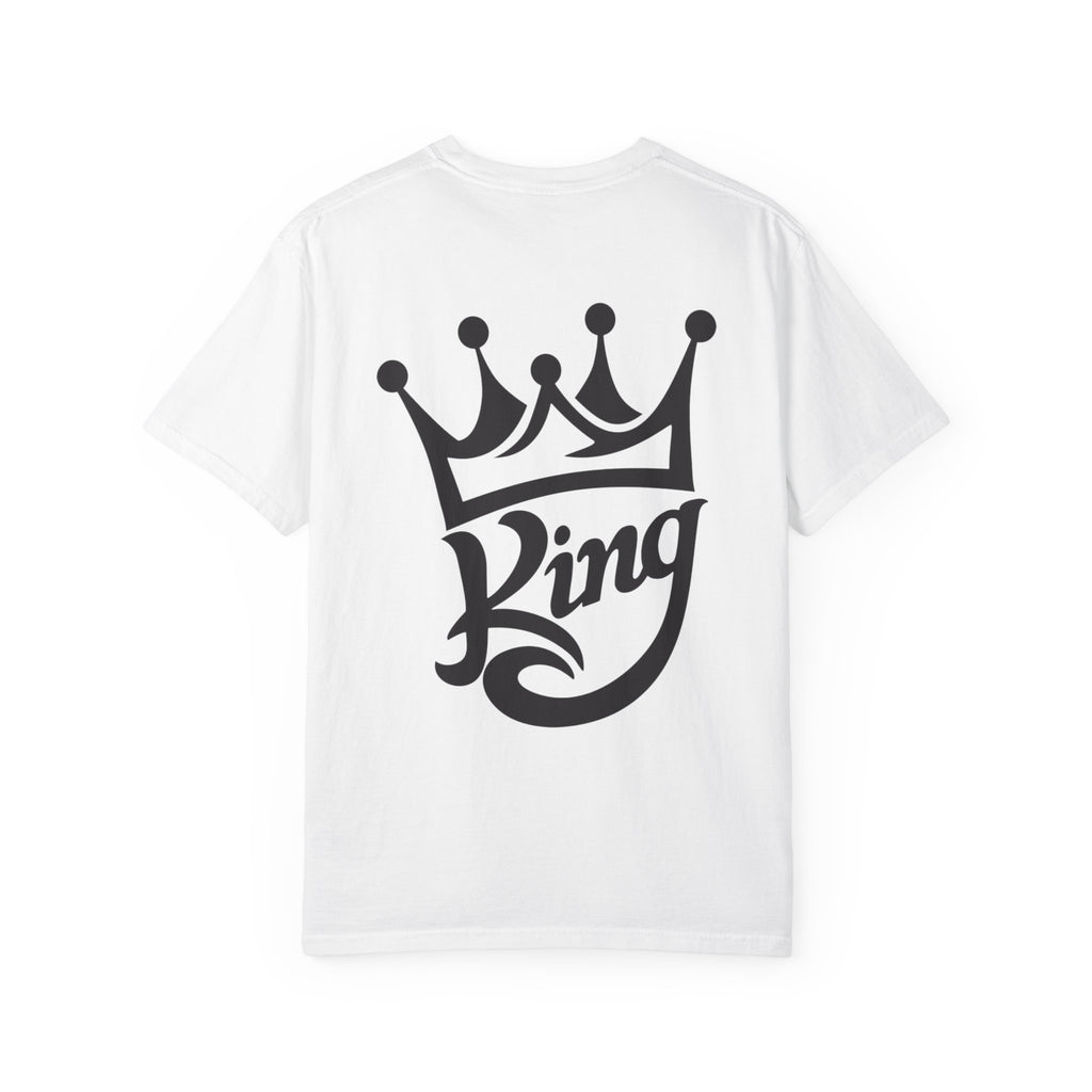 King Graphic T-Shirt — Crown 'King' Back Print, Chest Monogram Tee