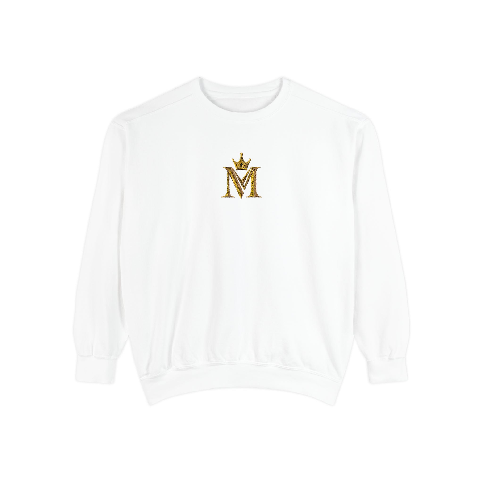 Embroidered Gold Crown 'M' Sweatshirt — Monogram Crewneck