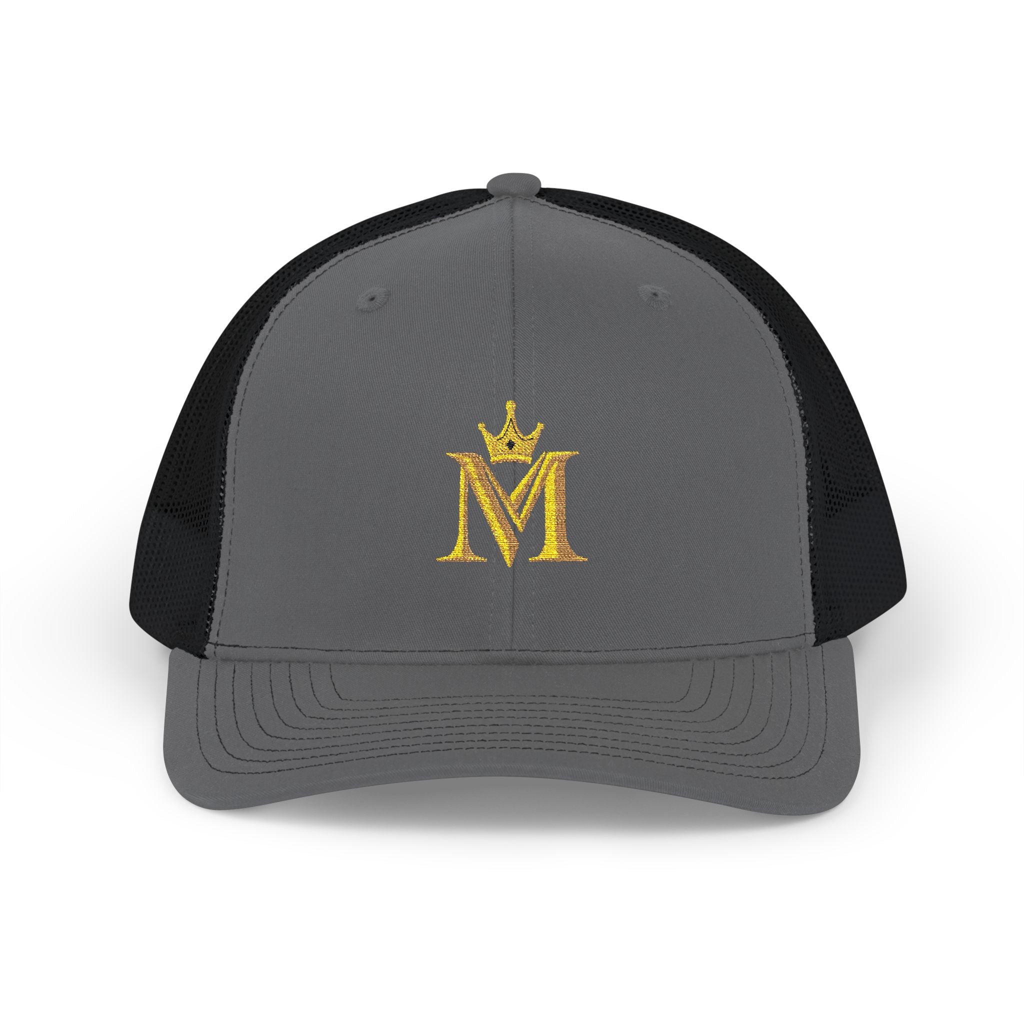 Embroidered Gold Crown M Trucker Cap