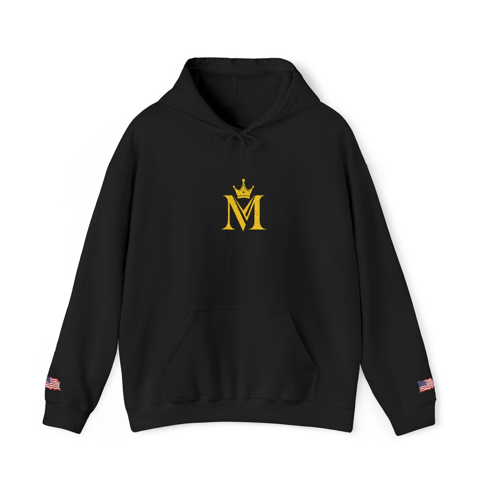 Embroidered Gold Crown 'M' Hoodie — Regal Monogram Pullover