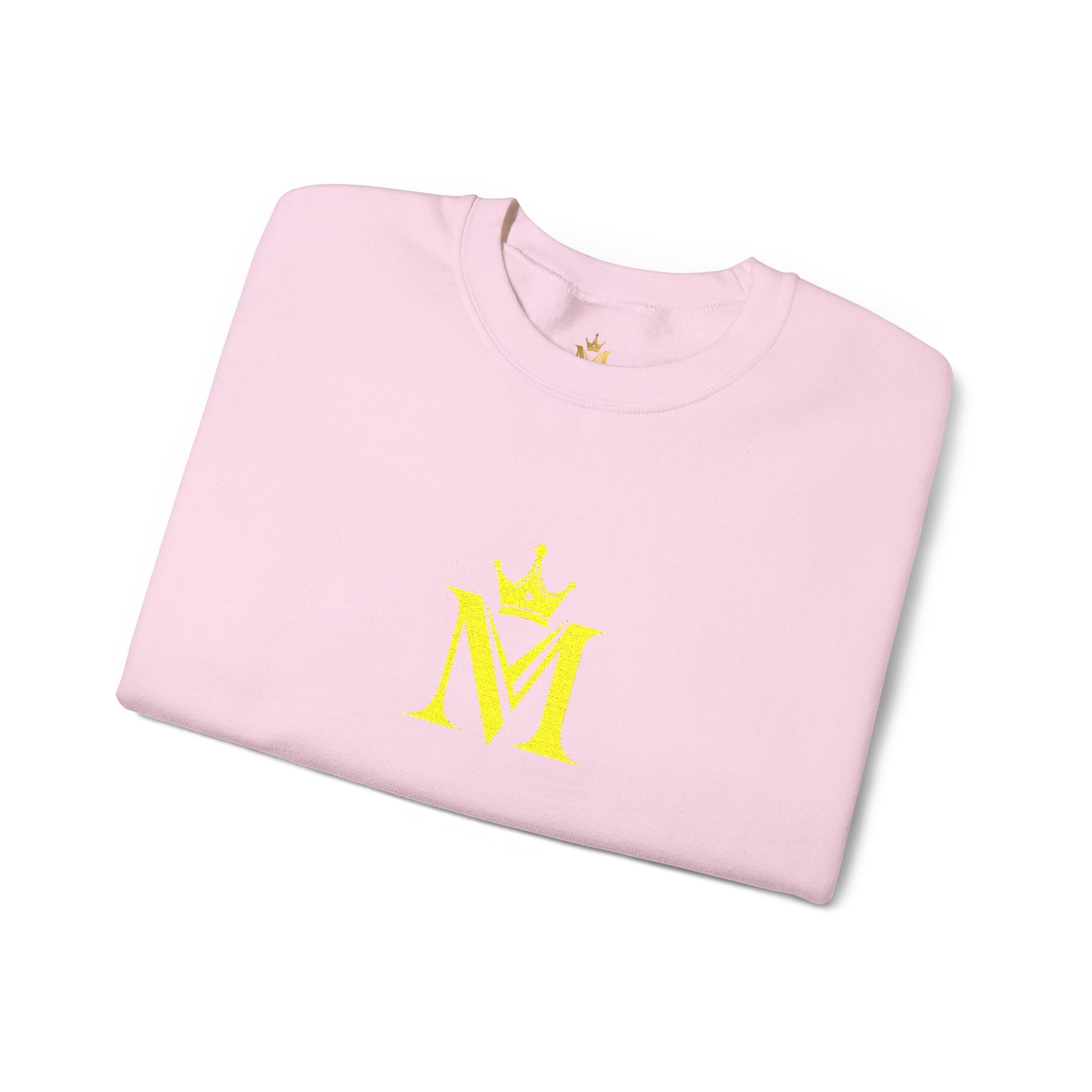 Crown 'M' White Crewneck Sweatshirt — Minimal Gold Monogram Pullover