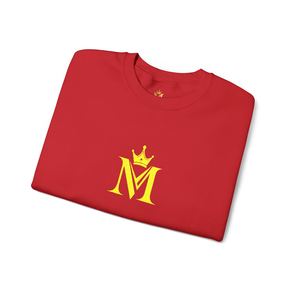 Crown 'M' White Crewneck Sweatshirt — Minimal Gold Monogram Pullover