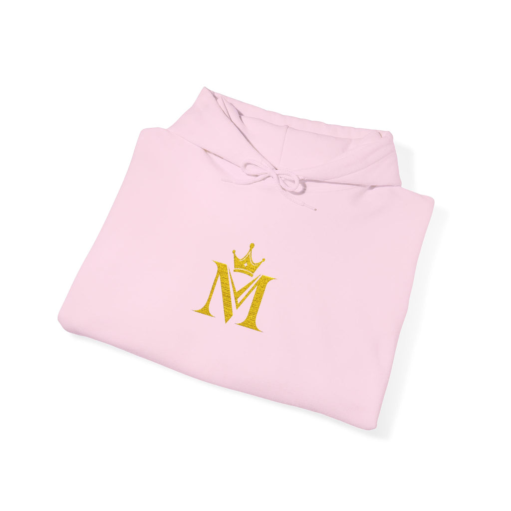Embroidered Gold Crown 'M' Hoodie — Regal Monogram Pullover