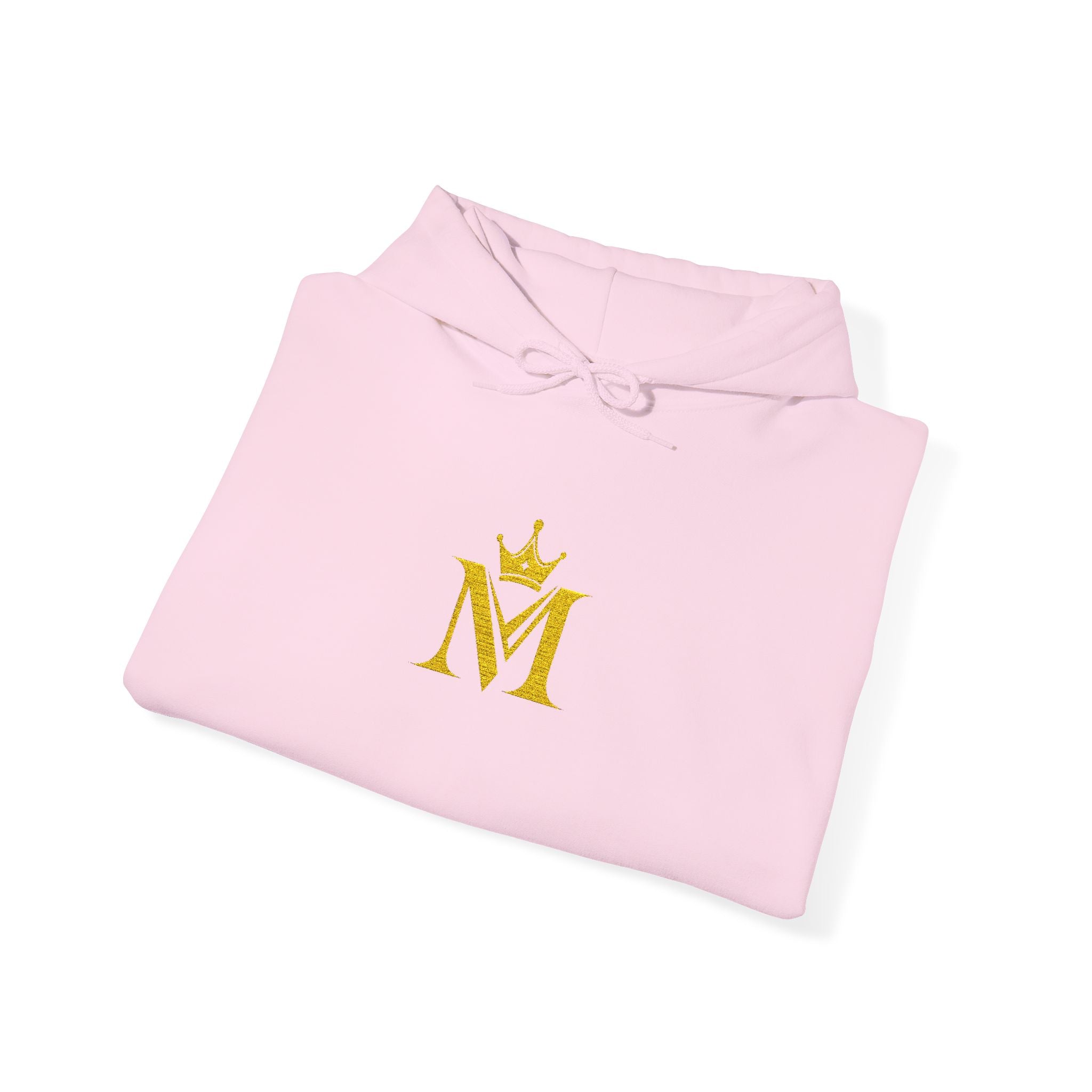 Embroidered Gold Crown 'M' Hoodie — Regal Monogram Pullover