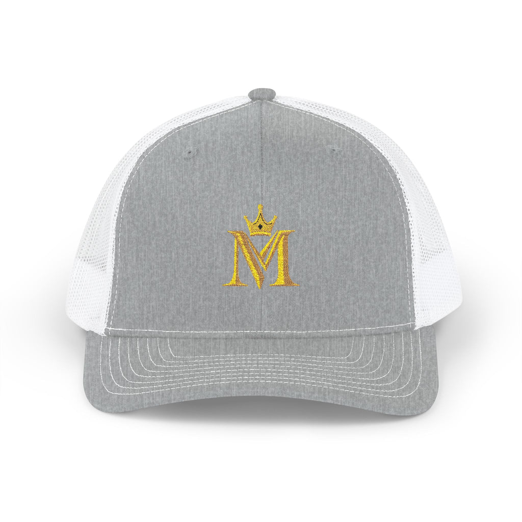 Embroidered Gold Crown M Trucker Cap