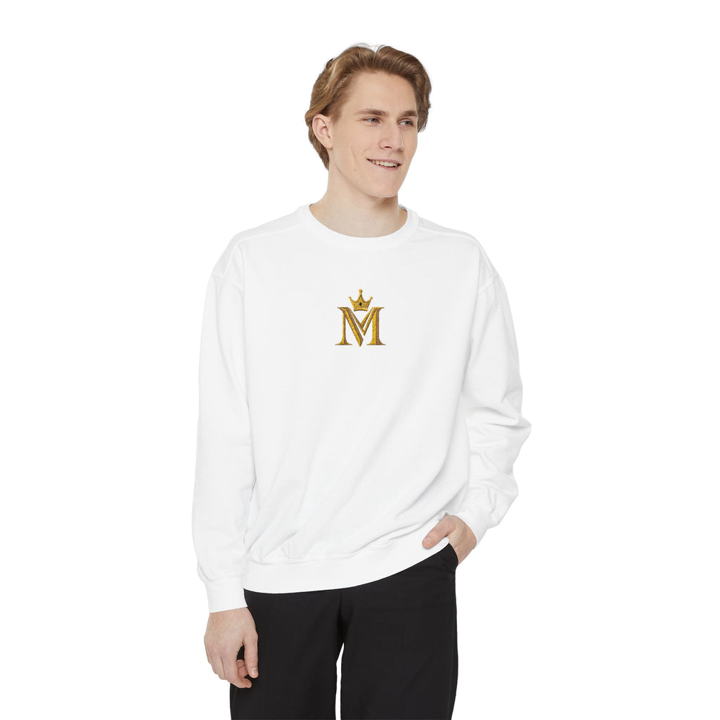 Embroidered Gold Crown 'M' Sweatshirt — Monogram Crewneck
