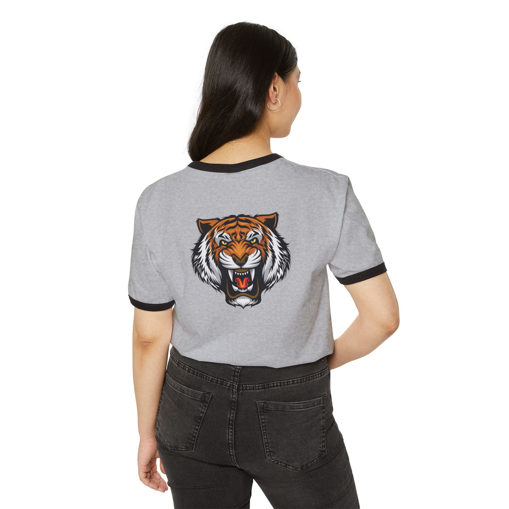Tiger Claw Ringer T-Shirt — Vintage Roaring Tiger Graphic