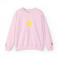 Crown 'M' White Crewneck Sweatshirt — Minimal Gold Monogram Pullover