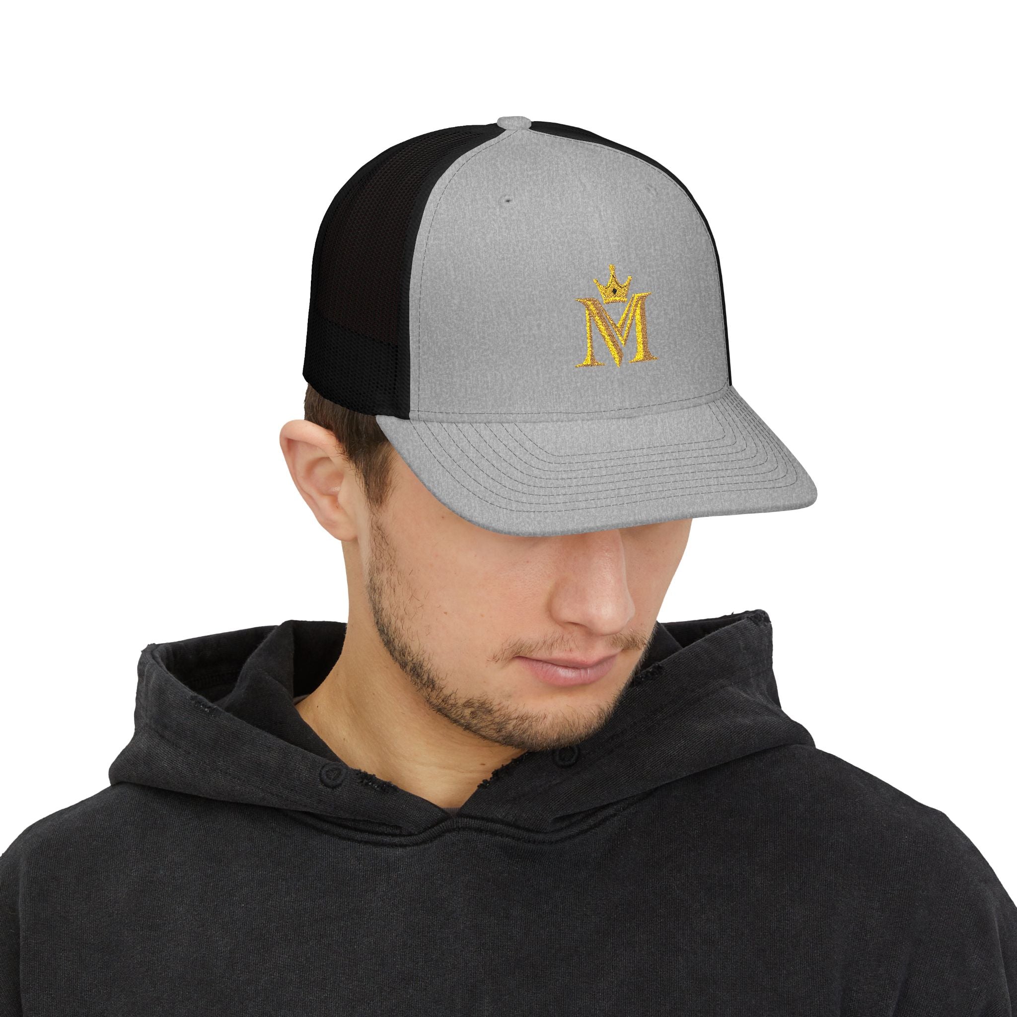 Embroidered Gold Crown M Trucker Cap