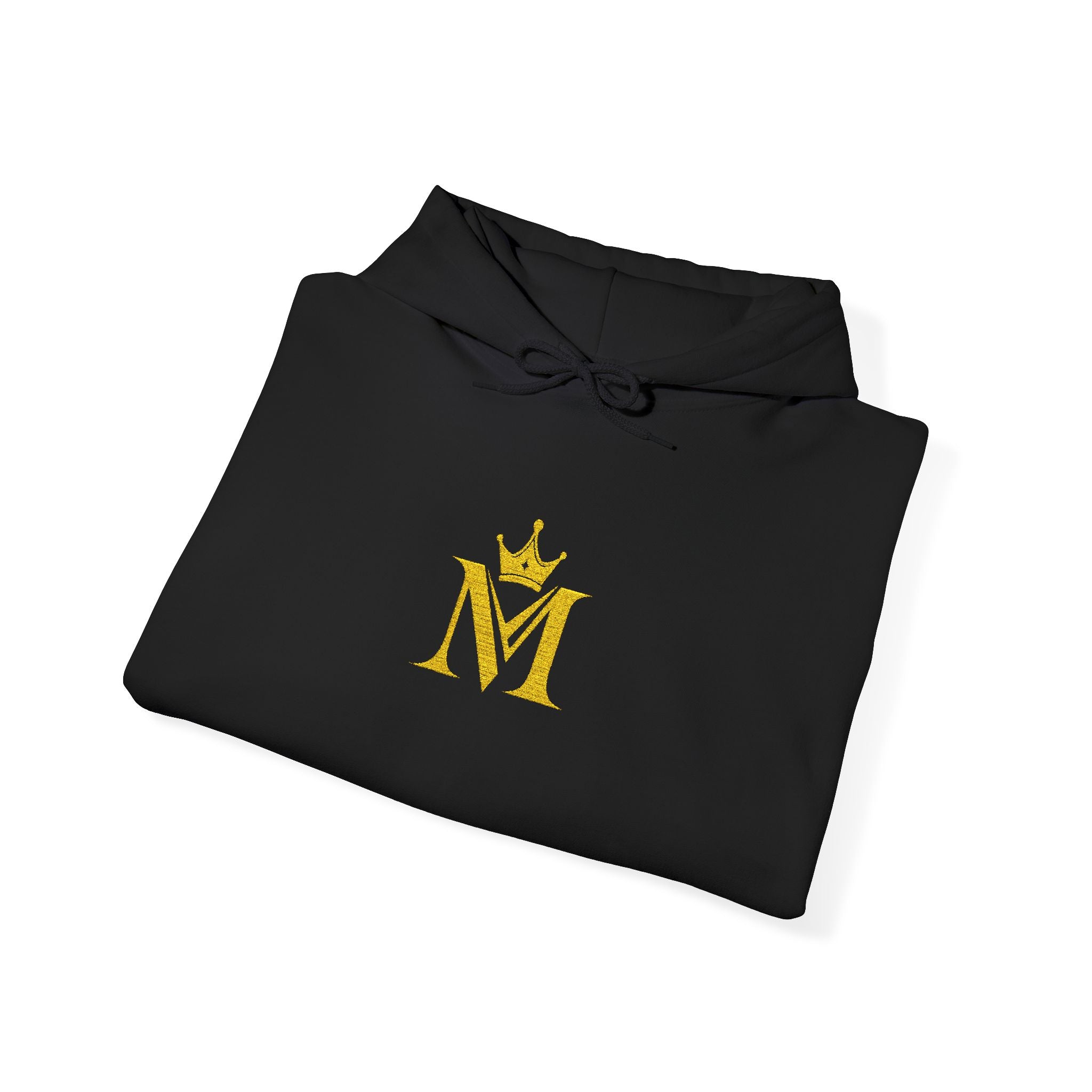 Embroidered Gold Crown 'M' Hoodie — Regal Monogram Pullover