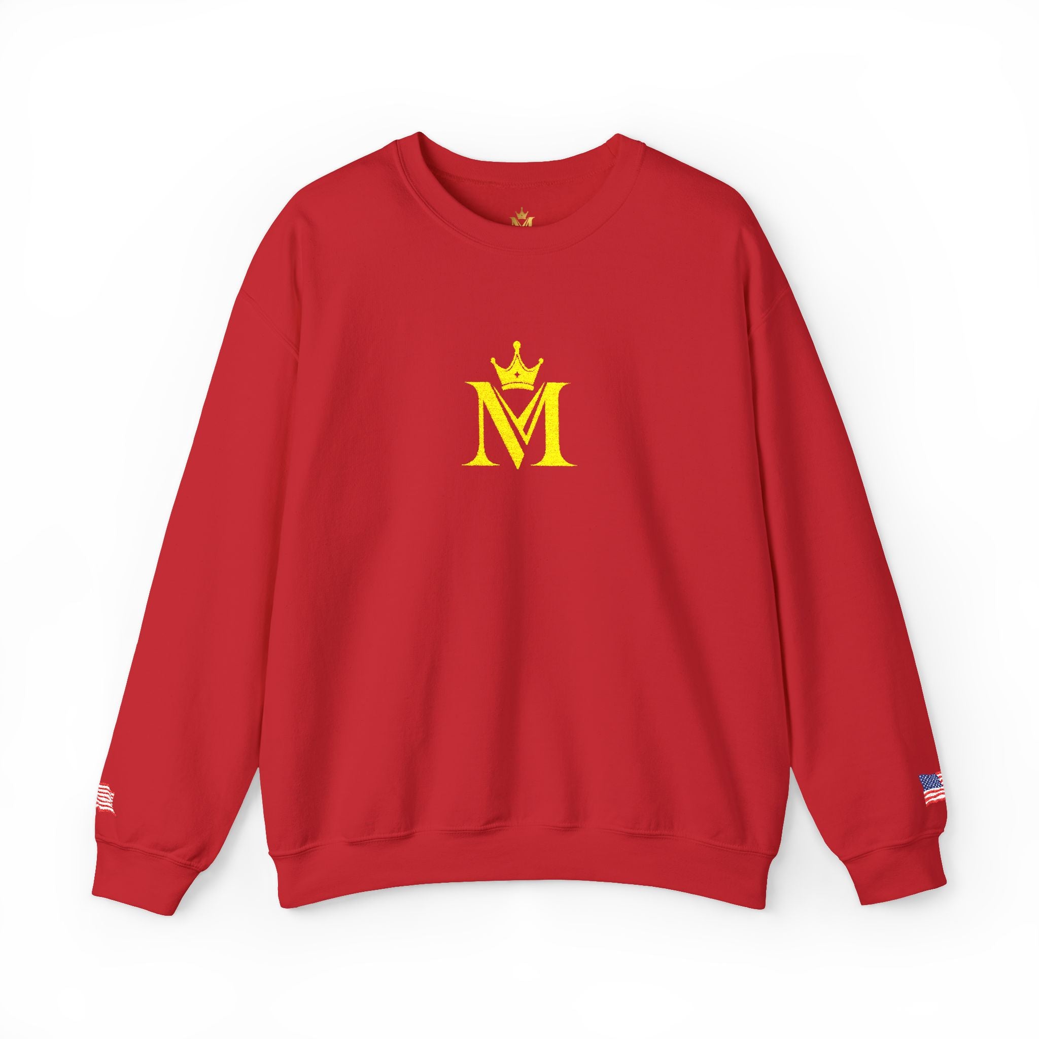 Crown 'M' White Crewneck Sweatshirt — Minimal Gold Monogram Pullover
