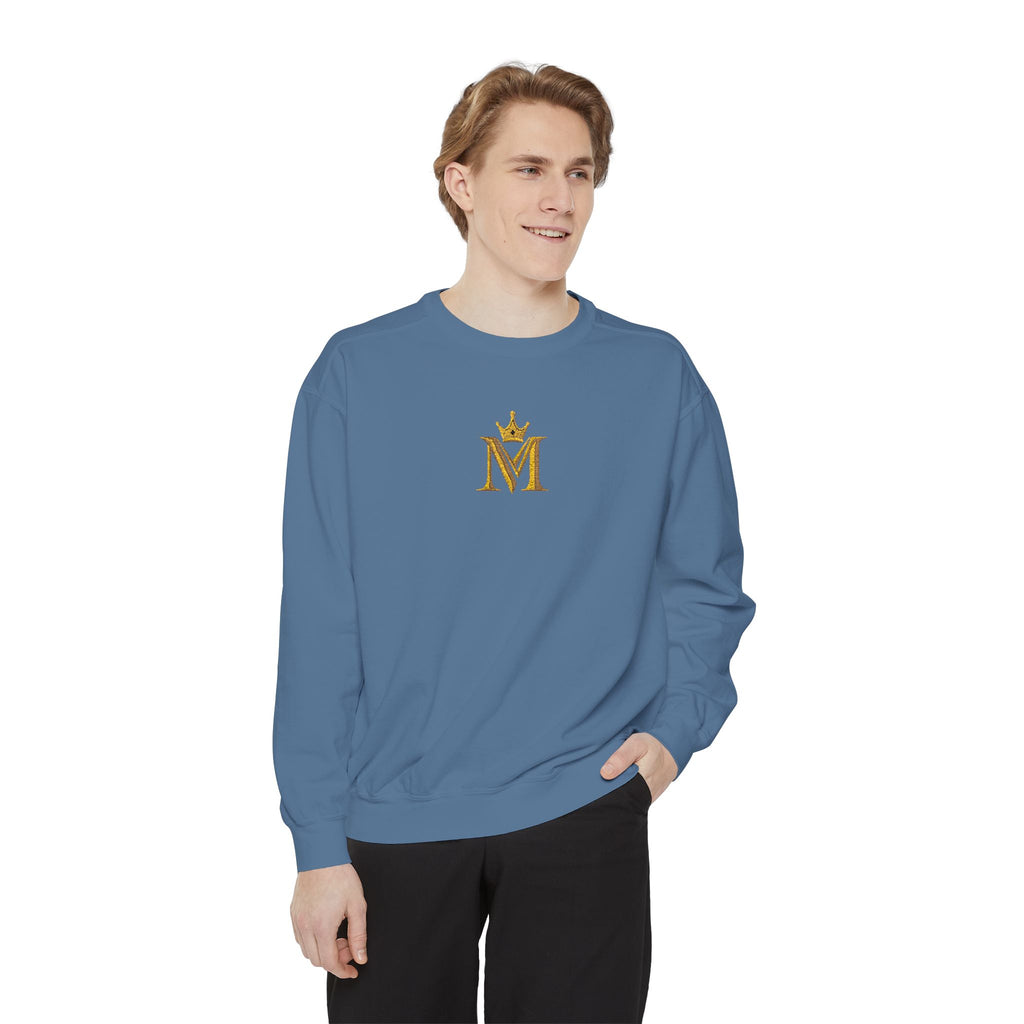 Embroidered Gold Crown 'M' Sweatshirt — Monogram Crewneck