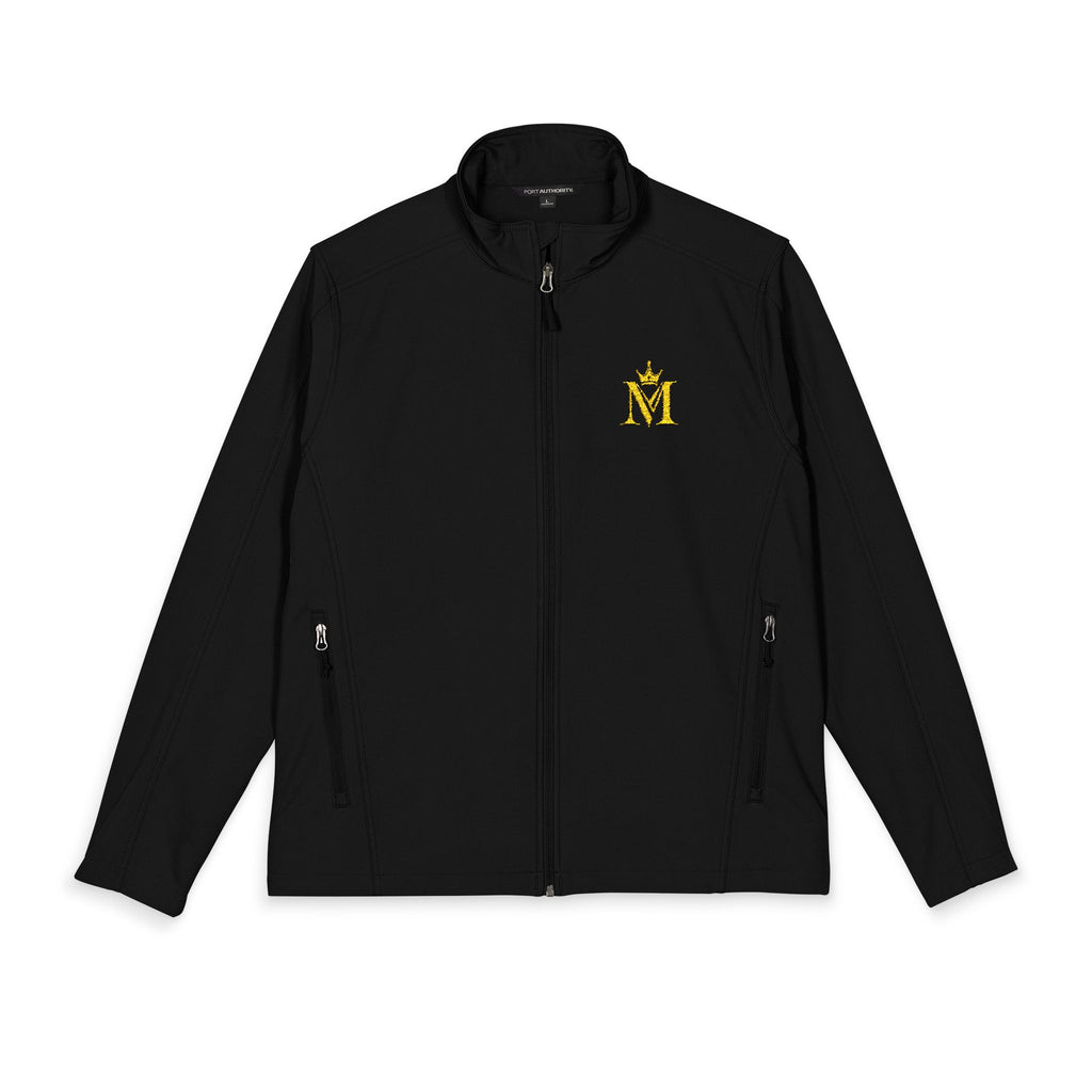 Embroidered Black Soft Shell Jacket with Gold 'M' Monogram