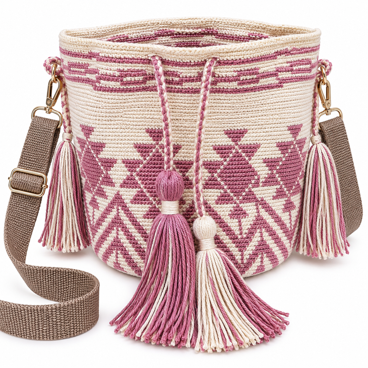 “Bolso Artesanal Ecuatoriano Tejido a Mano – Multicolor”.