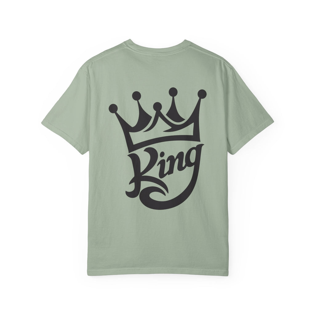 King Graphic T-Shirt — Crown 'King' Back Print, Chest Monogram Tee