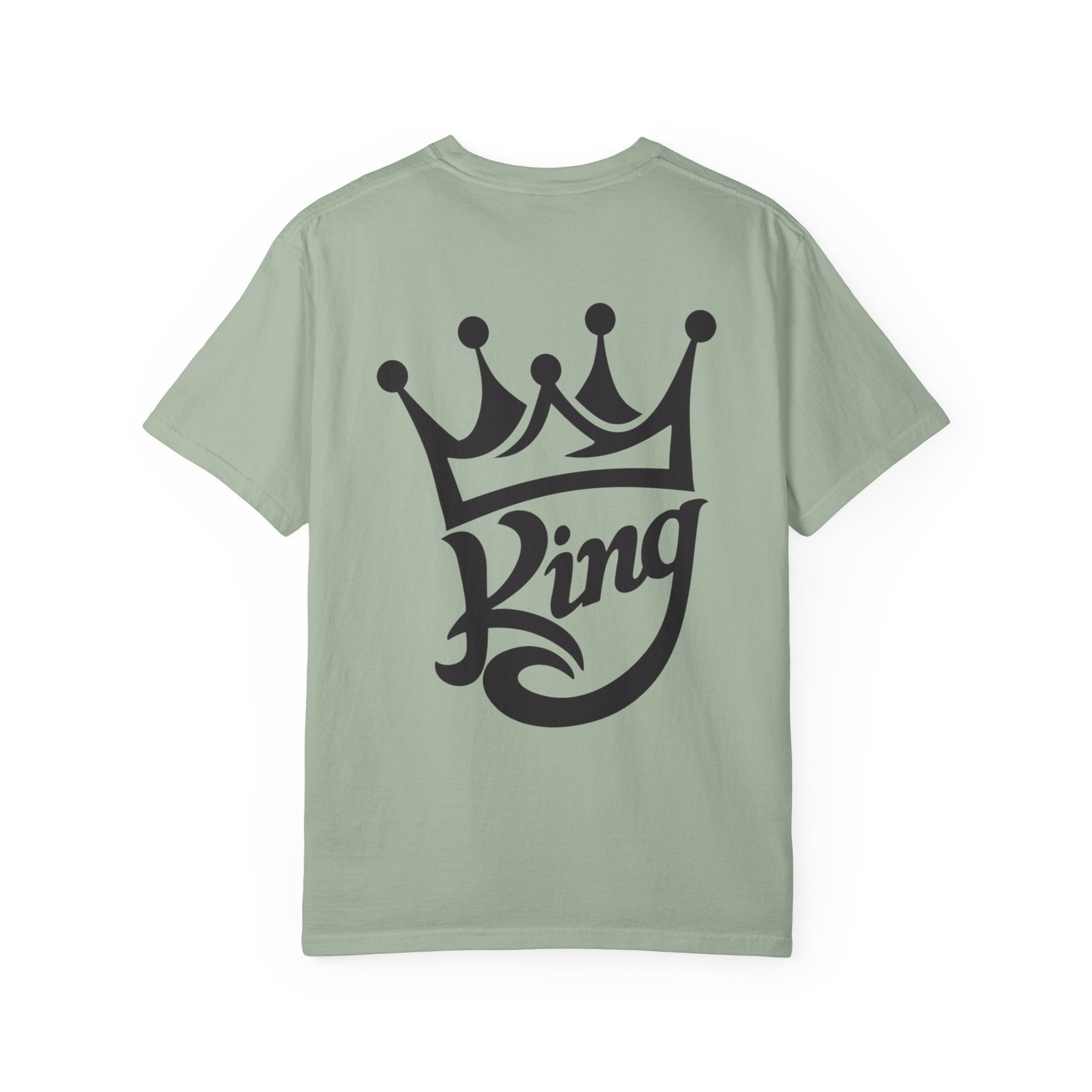 King Graphic T-Shirt — Crown 'King' Back Print, Chest Monogram Tee