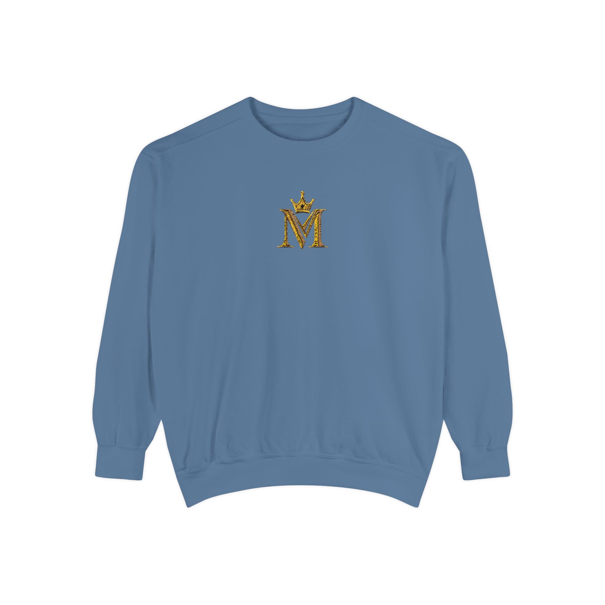 Embroidered Gold Crown 'M' Sweatshirt — Monogram Crewneck