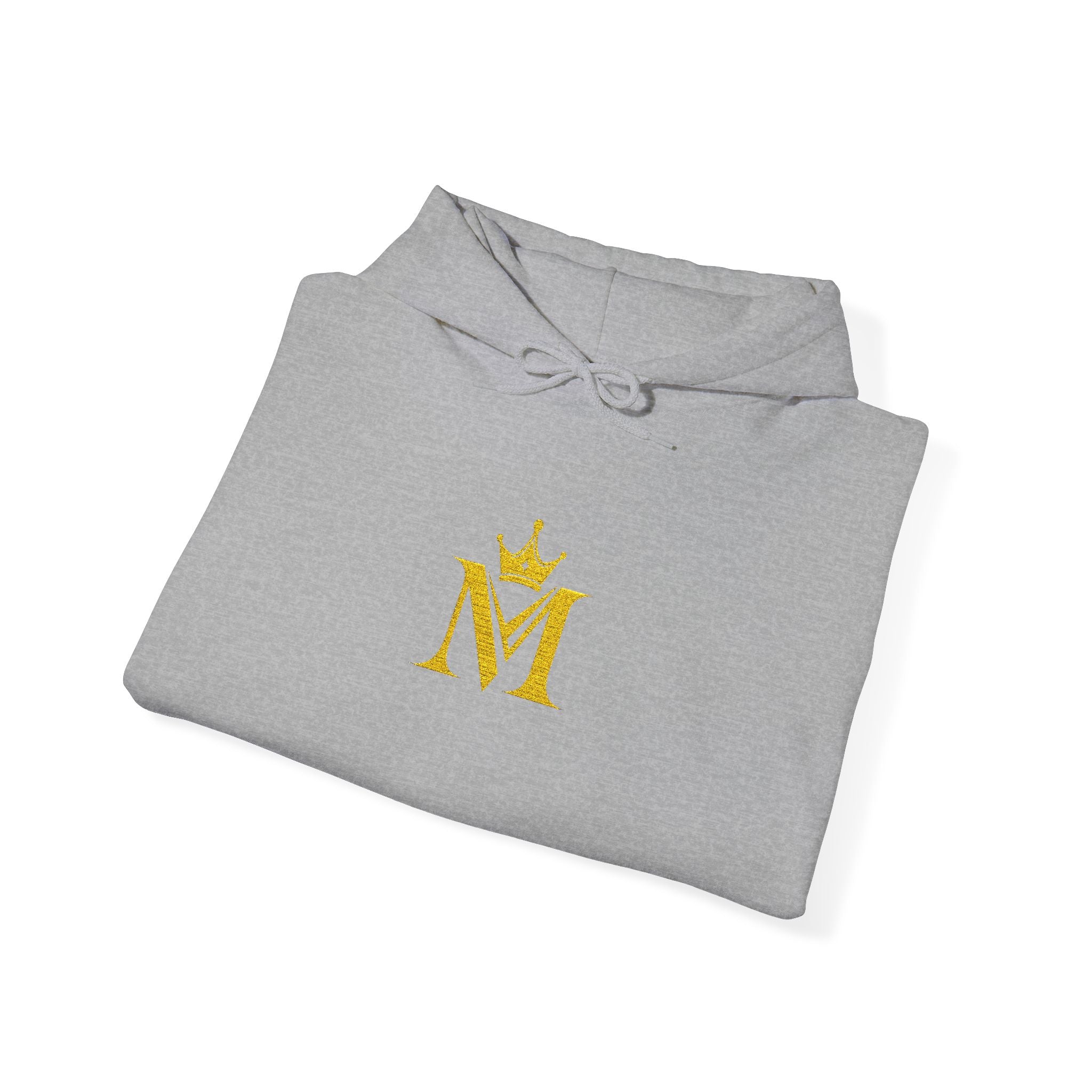 Embroidered Gold Crown 'M' Hoodie — Regal Monogram Pullover