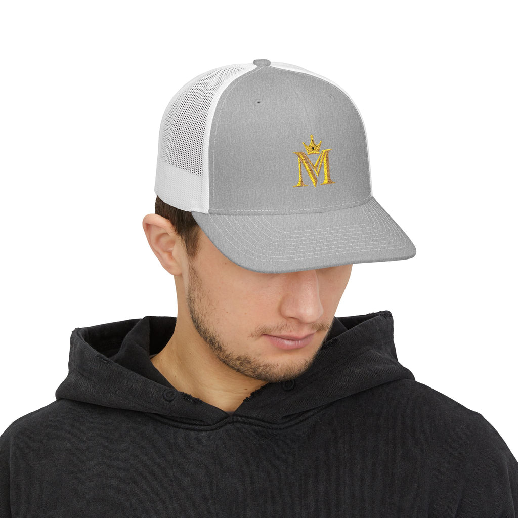 Embroidered Gold Crown M Trucker Cap