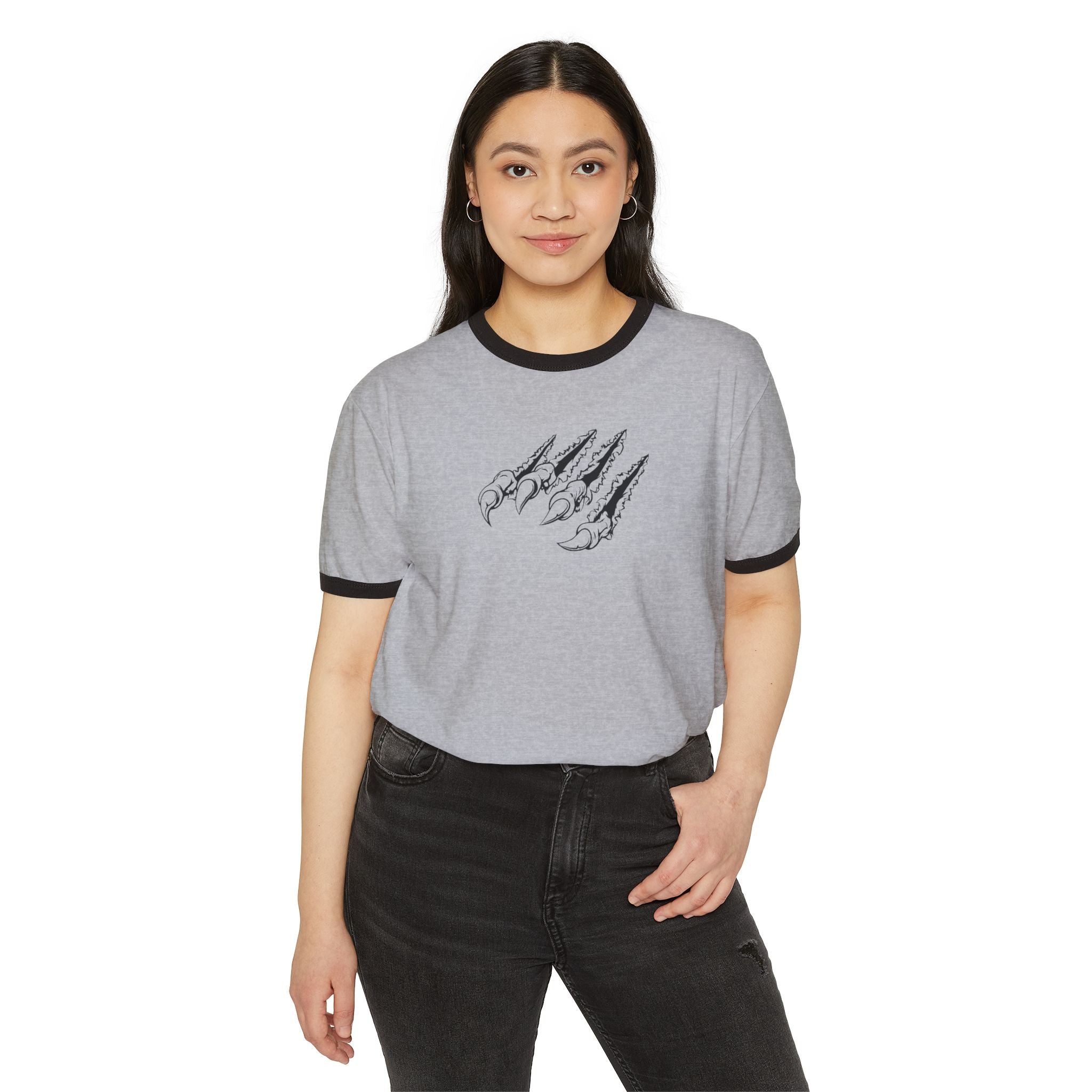 Tiger Claw Ringer T-Shirt — Vintage Roaring Tiger Graphic