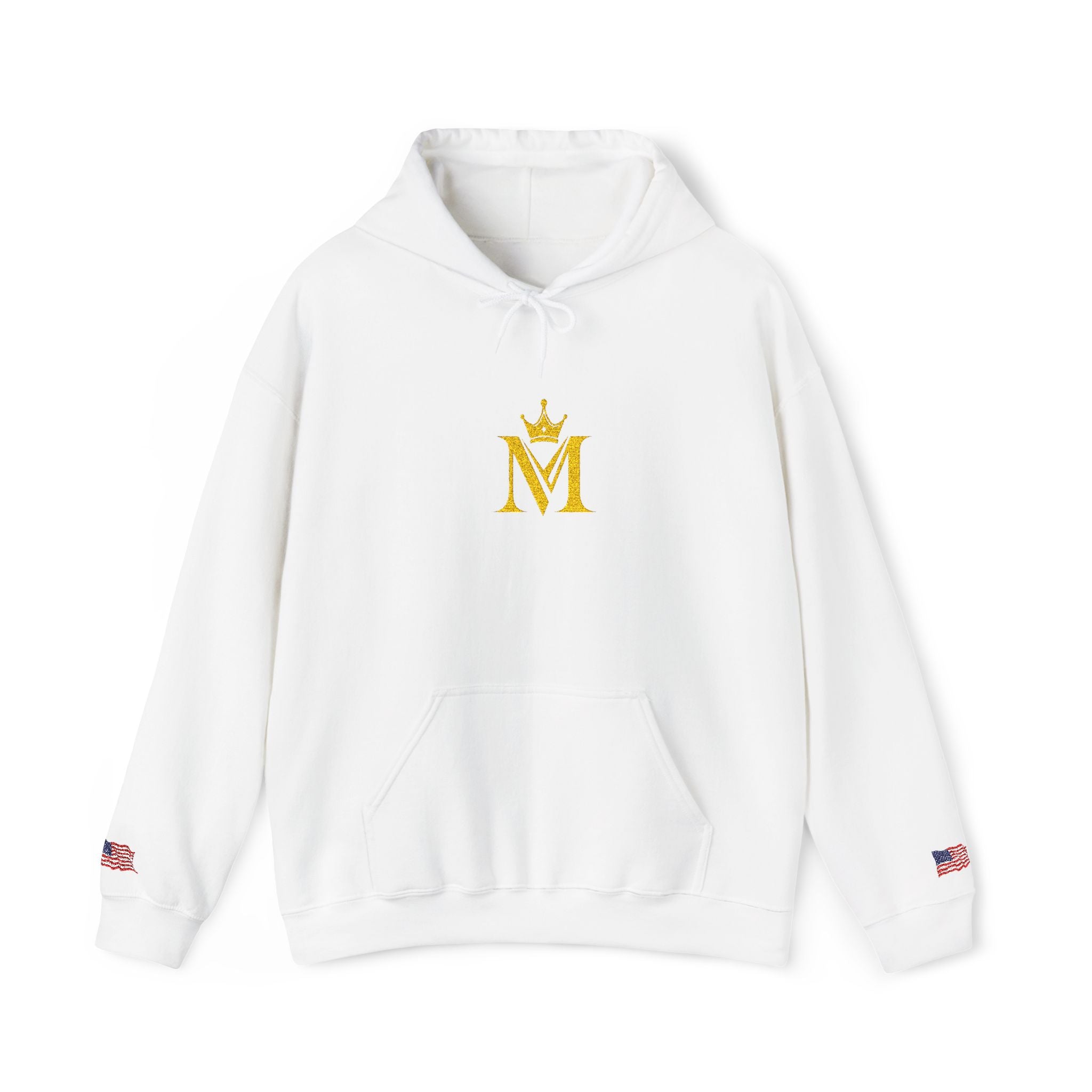 Embroidered Gold Crown 'M' Hoodie — Regal Monogram Pullover