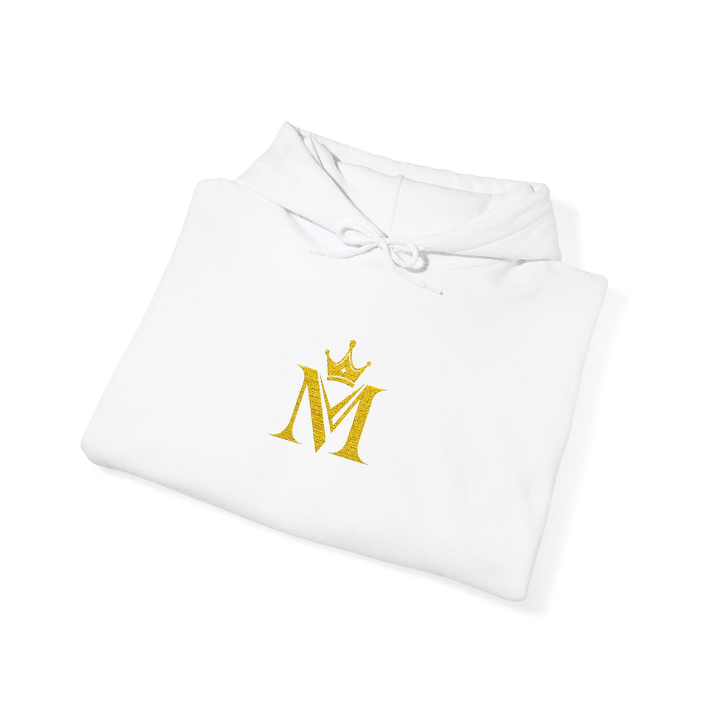 Embroidered Gold Crown 'M' Hoodie — Regal Monogram Pullover