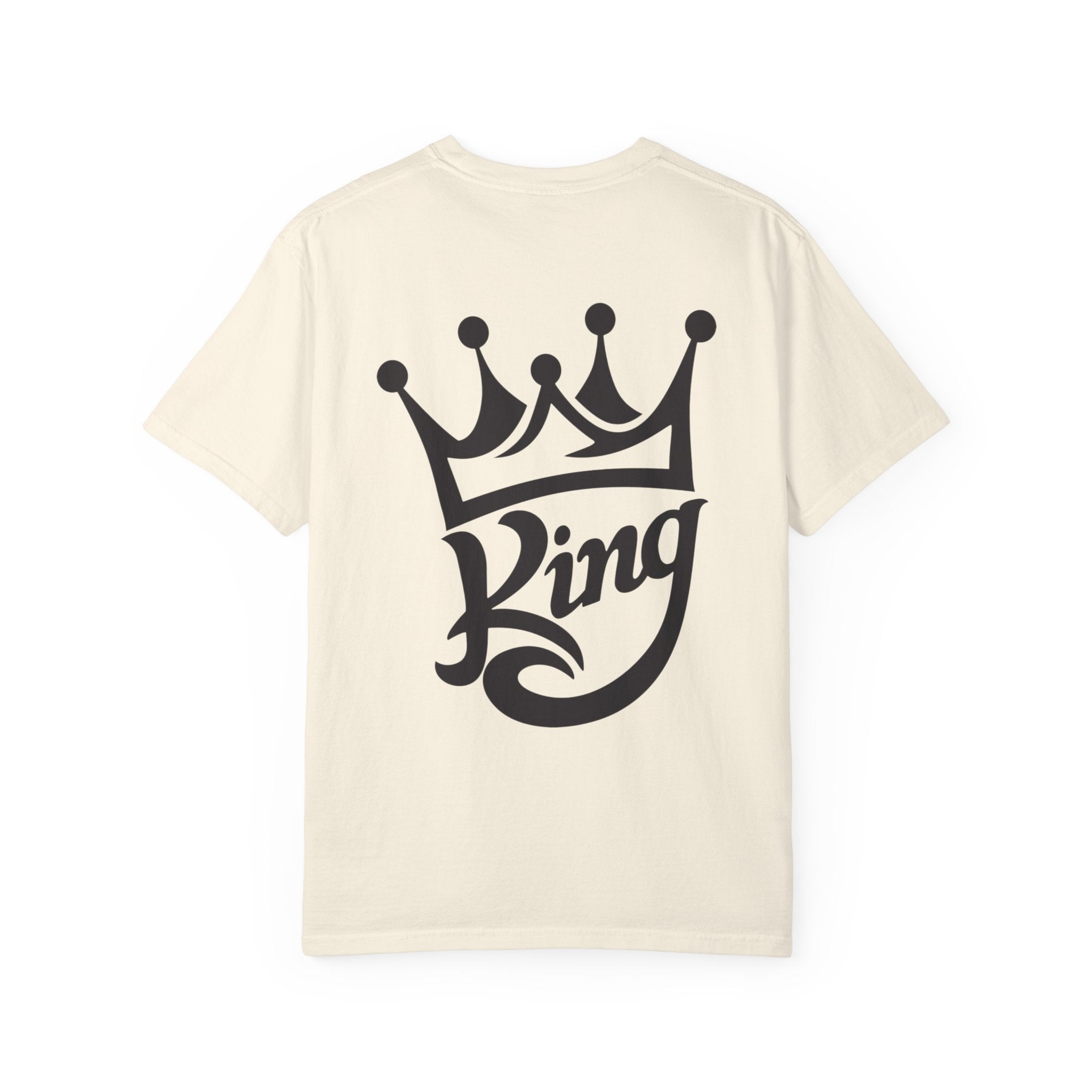 King Graphic T-Shirt — Crown 'King' Back Print, Chest Monogram Tee