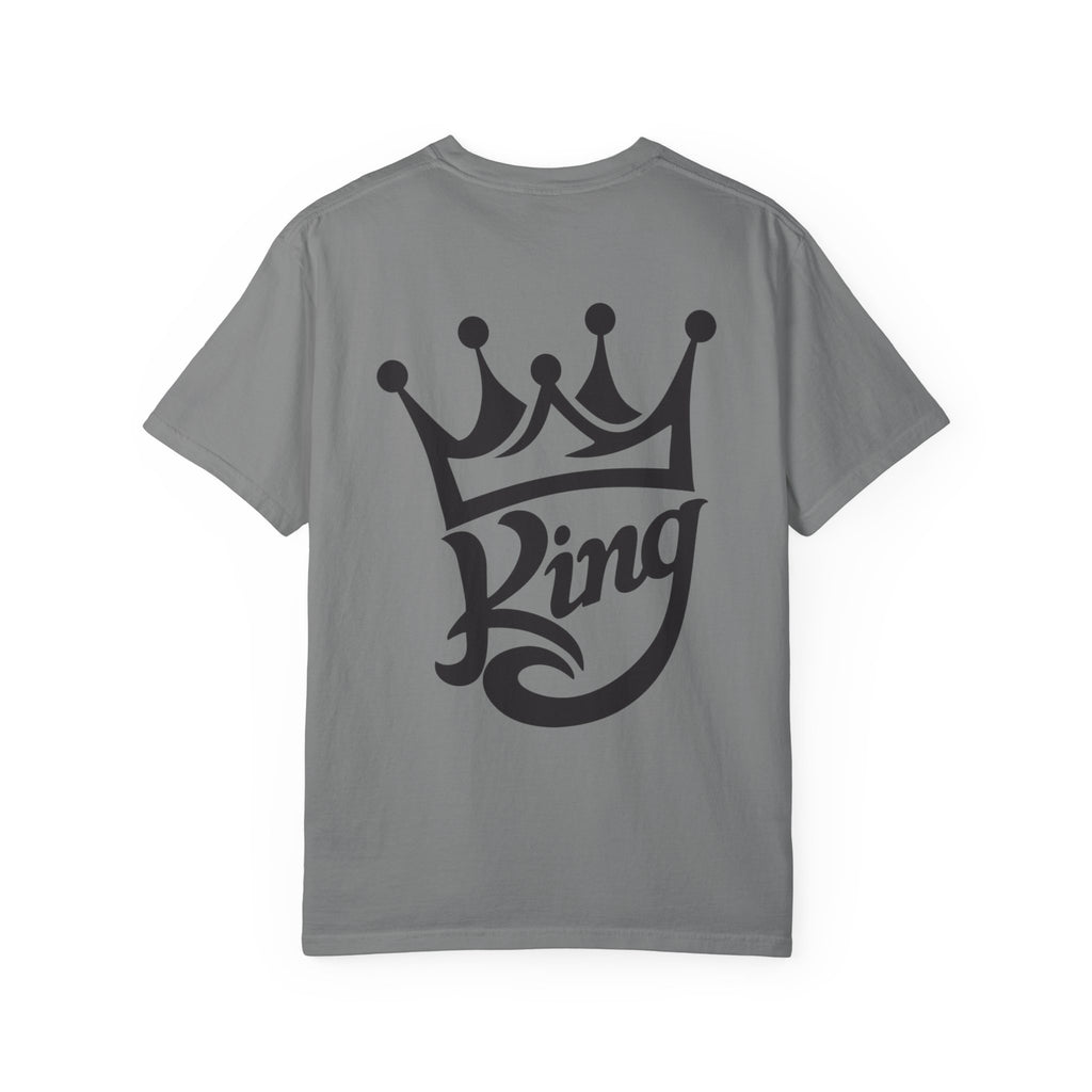 King Graphic T-Shirt — Crown 'King' Back Print, Chest Monogram Tee