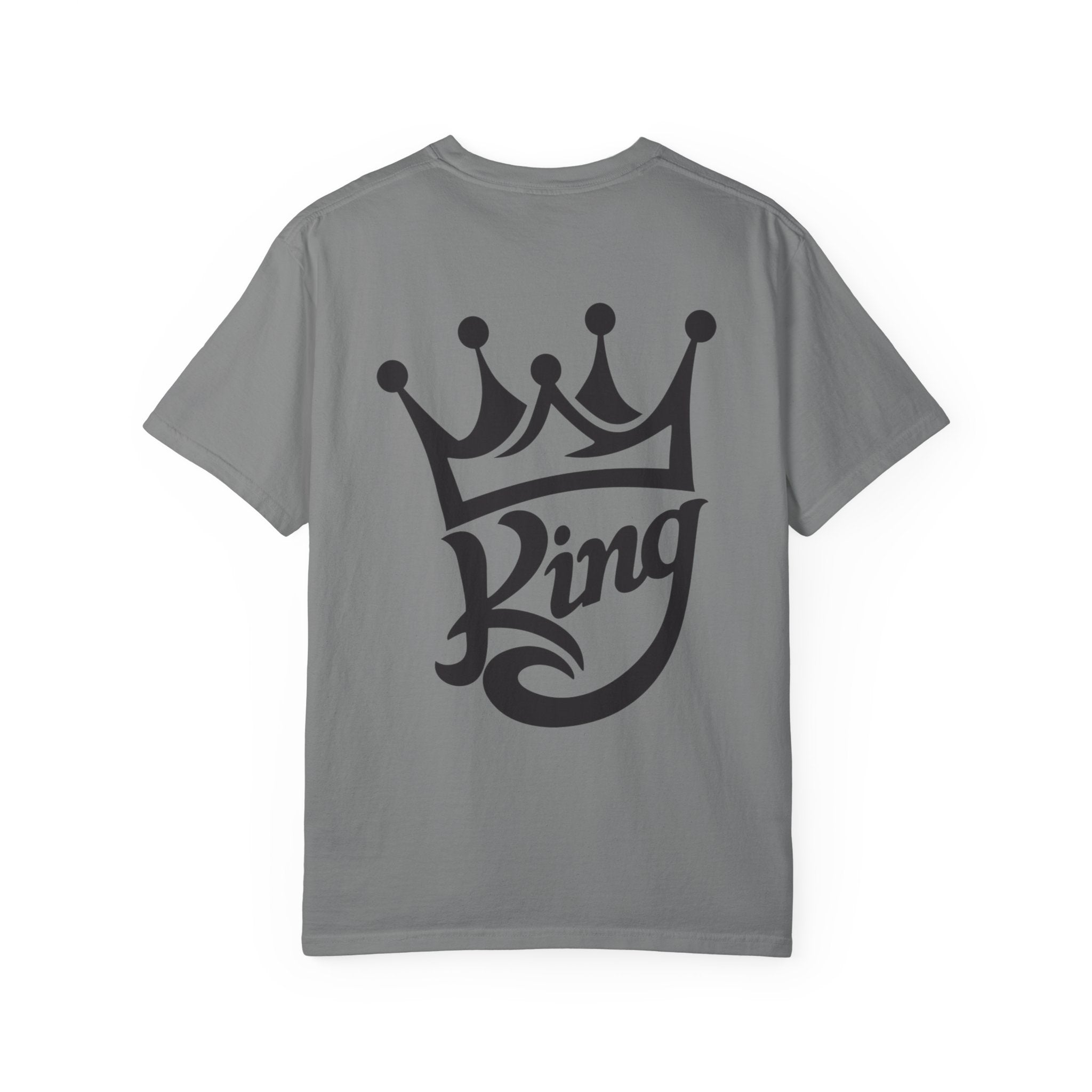 King Graphic T-Shirt — Crown 'King' Back Print, Chest Monogram Tee