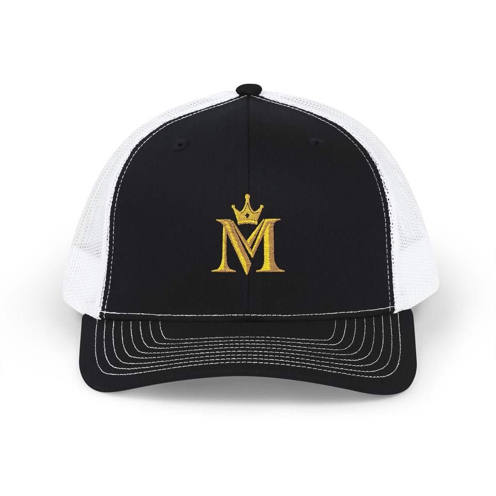 Embroidered Gold Crown M Trucker Cap