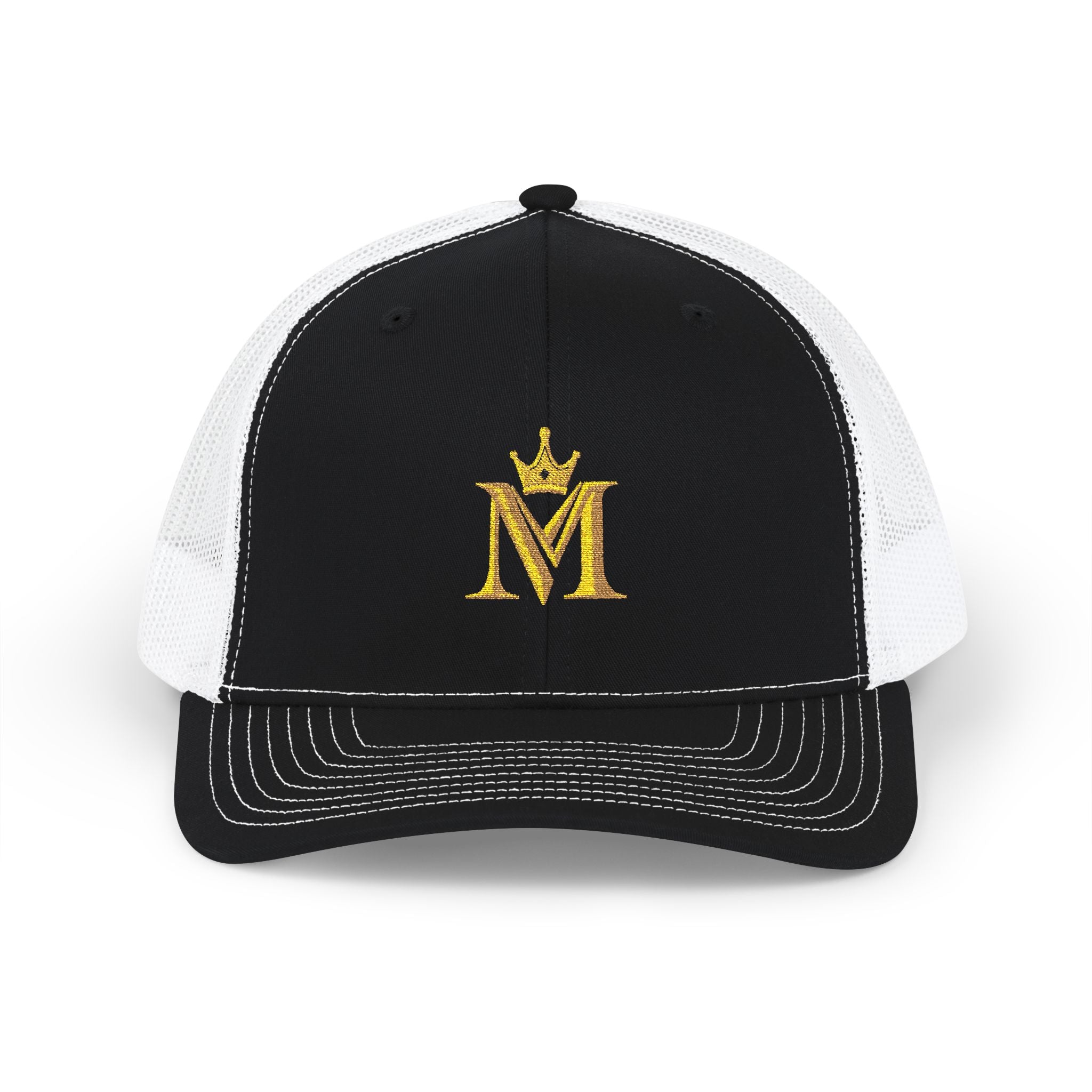 Embroidered Gold Crown M Trucker Cap