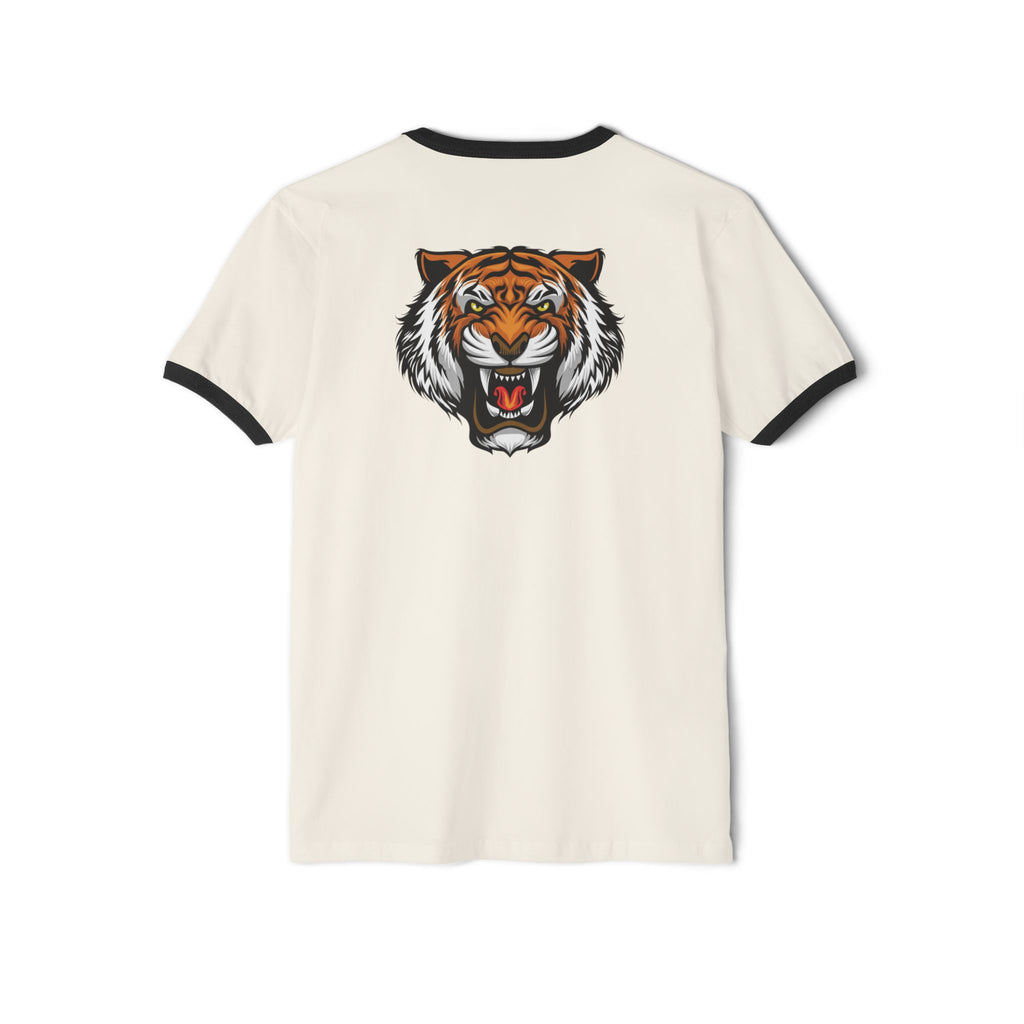 Tiger Claw Ringer T-Shirt — Vintage Roaring Tiger Graphic