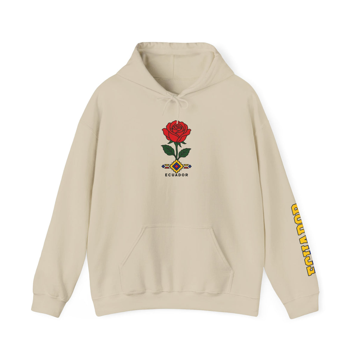 Rose Graphic Hoodie — 'Freedom' Floral Chest Print with Sleeve Lettering