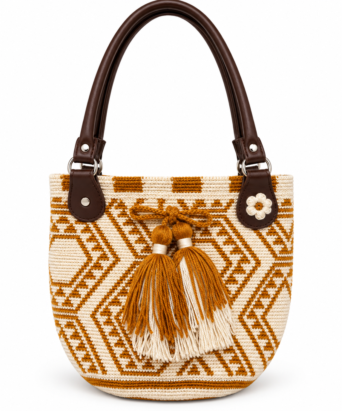 “Bolso Artesanal Ecuatoriano Tejido a Mano – Multicolor”.