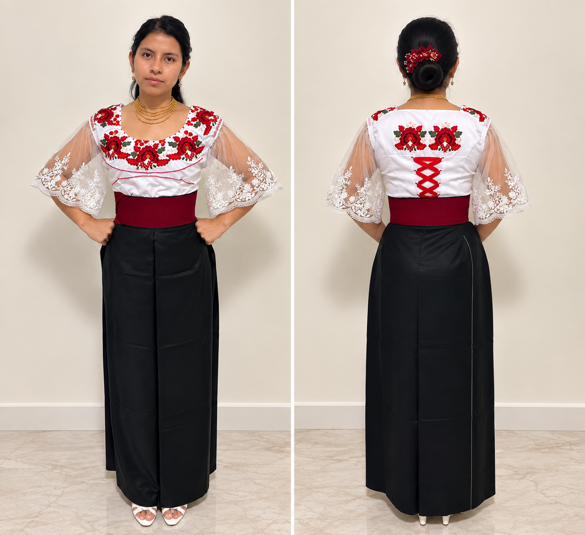 Blusa Ecuatoriana Bordada de Flores – Elegancia Tradicional
