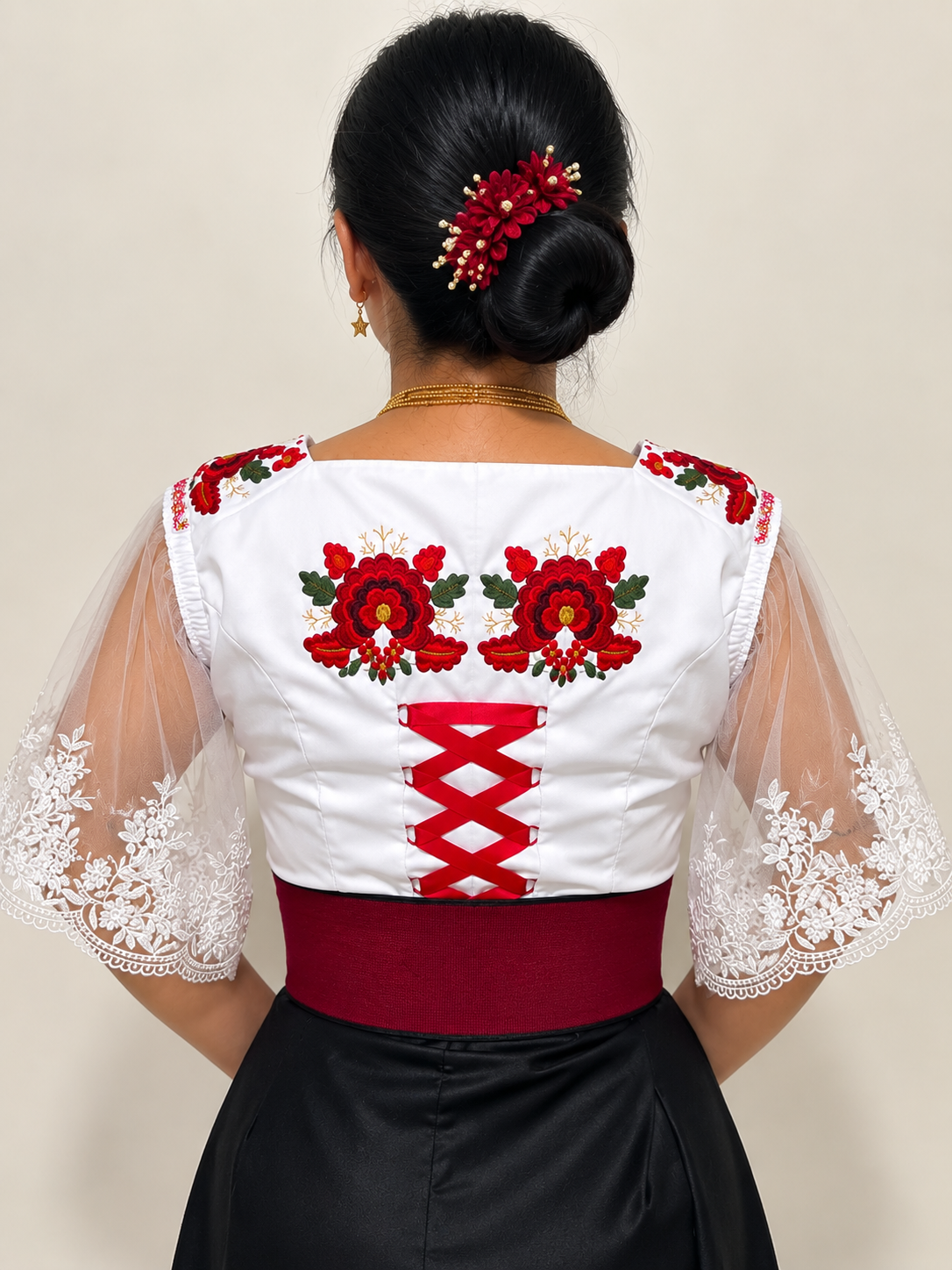 Blusa Ecuatoriana Bordada de Flores – Elegancia Tradicional